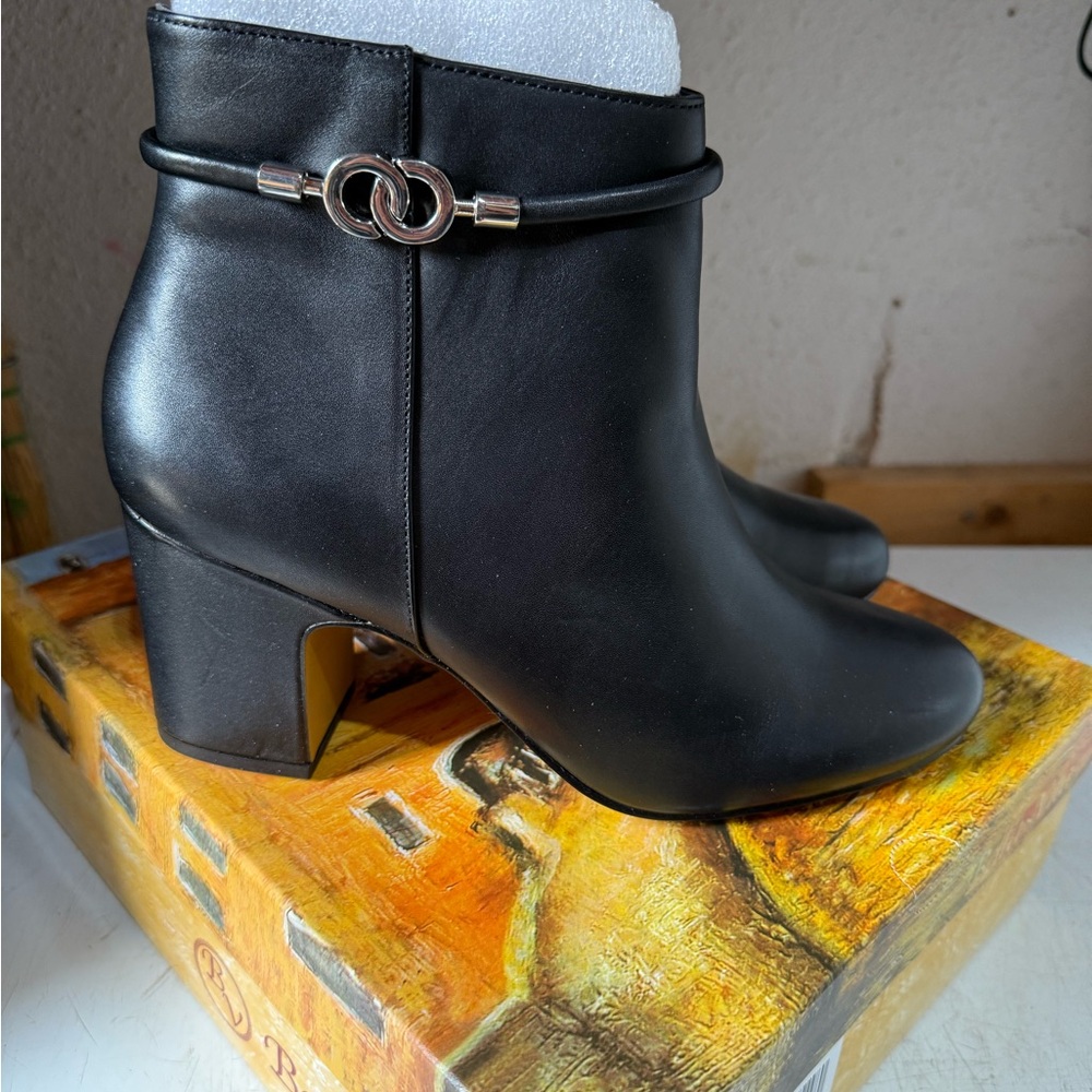 Bella Vita Black Heeled Boots with Metallic Detail